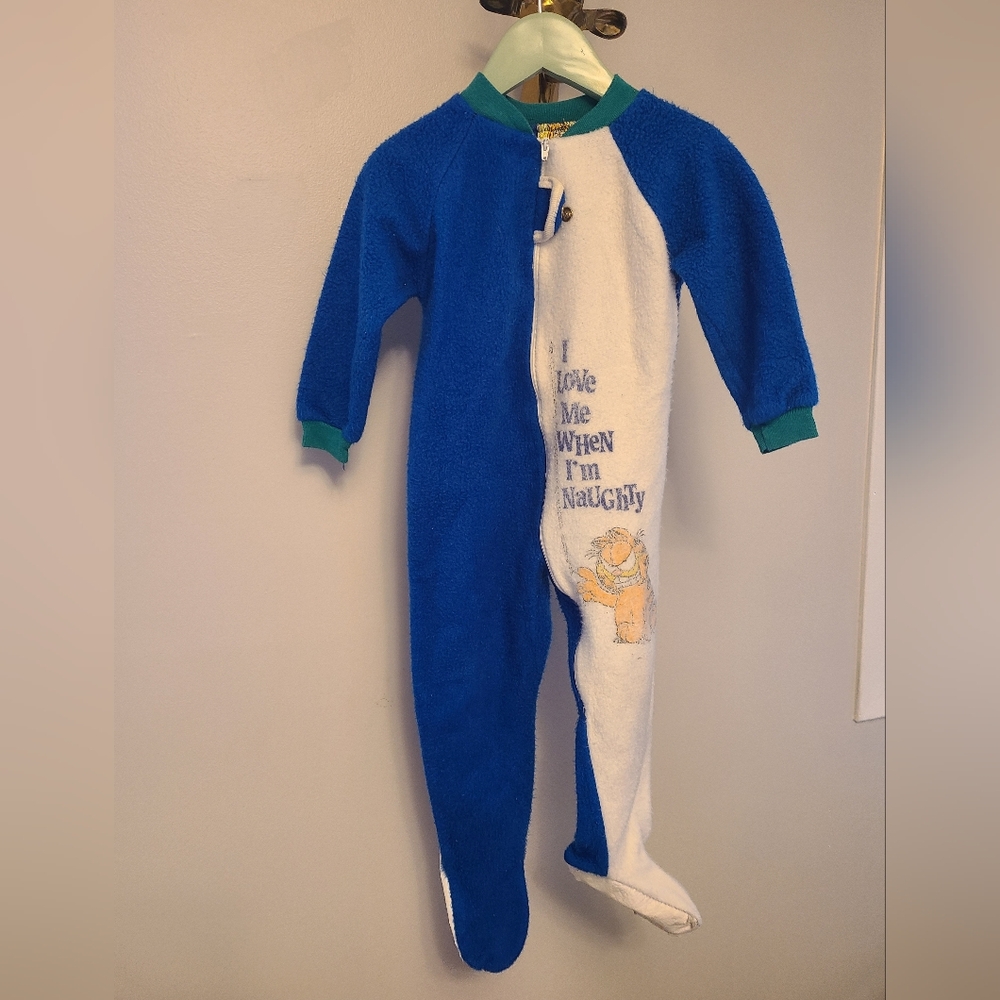 Vintage GARFIELD Blue and White Kids One Piece